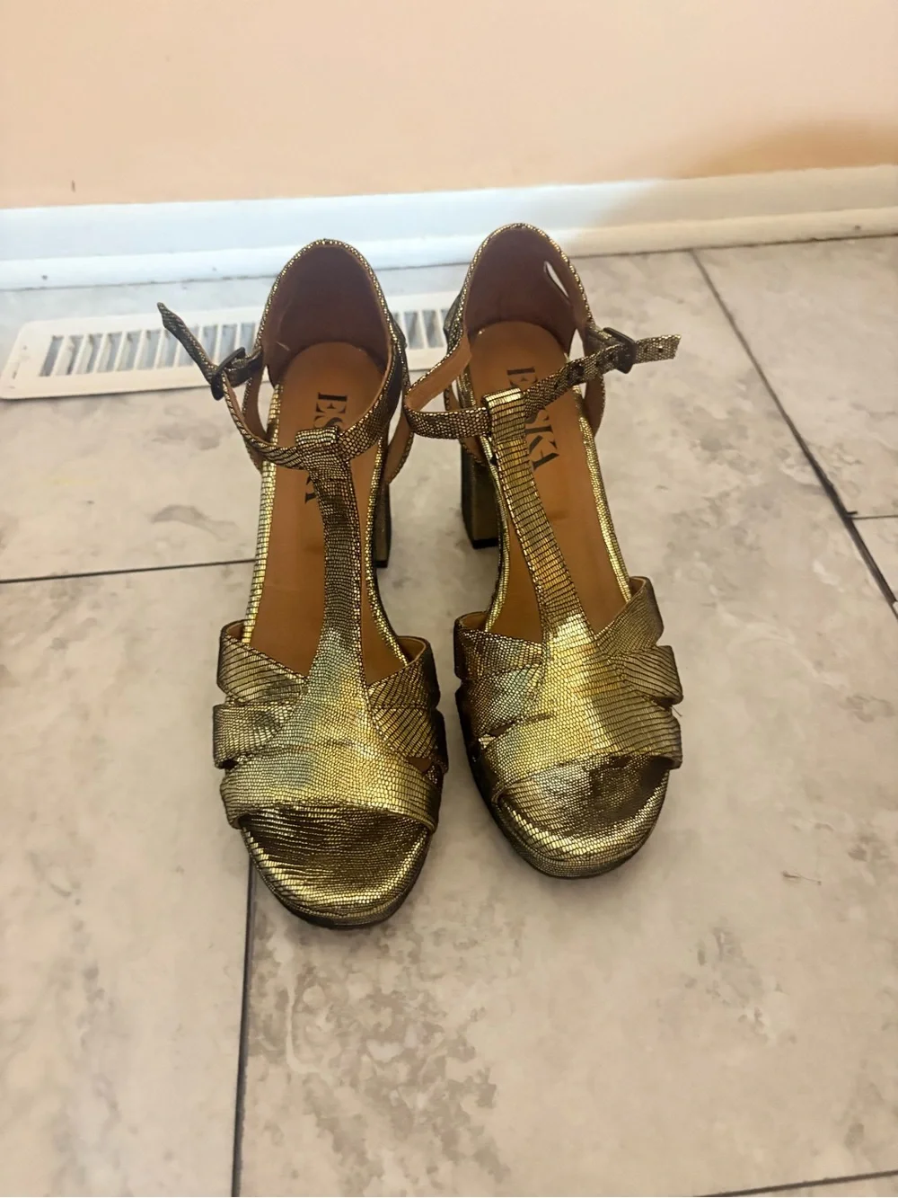 Esska Gold & Black Platform Heels